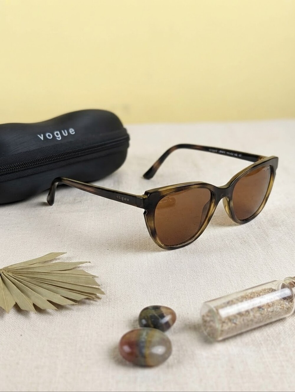Vogue Polarized Tortoiseshell Cat Eye Sunglasses with Case